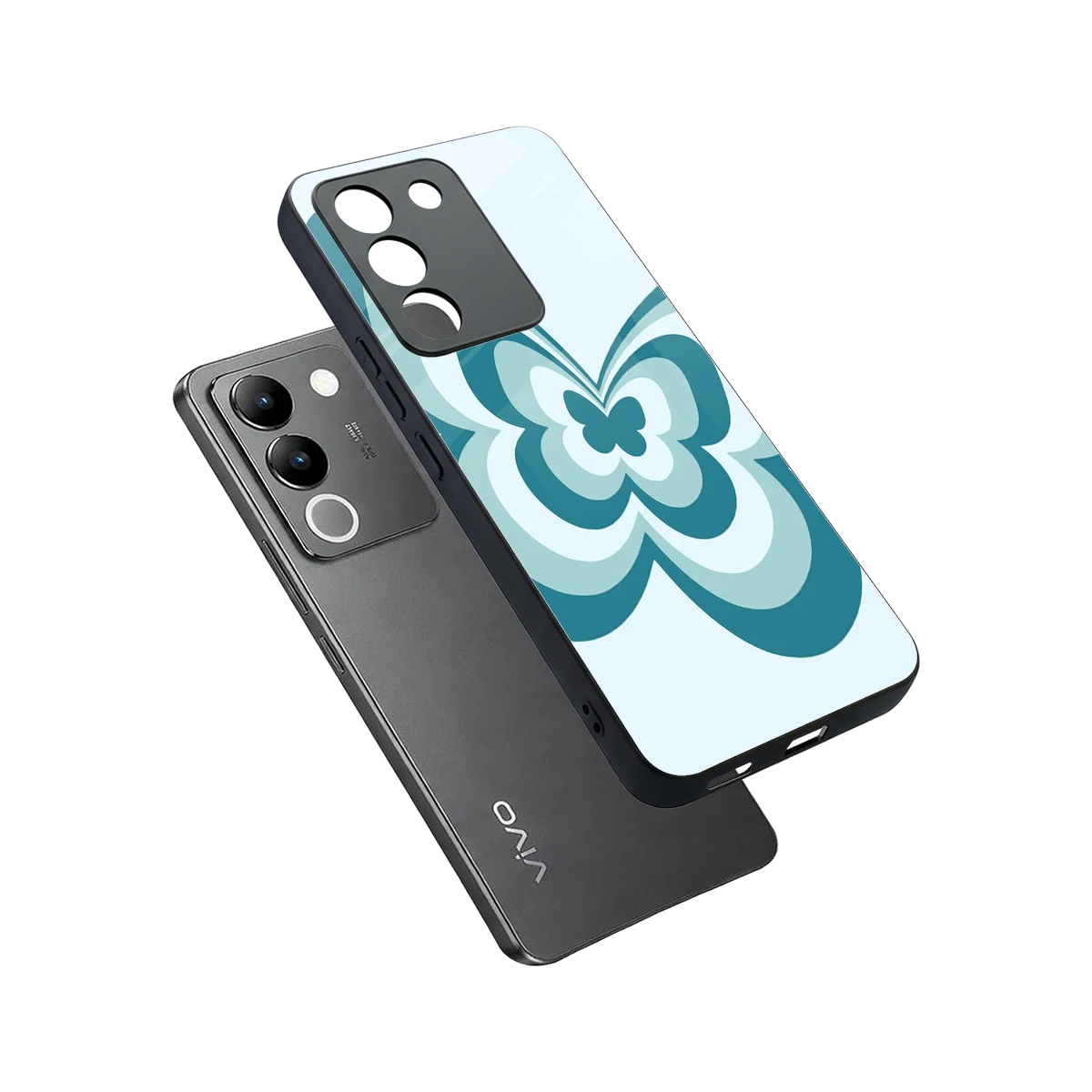 Y2K Green Butterfly sleek vivo y200 5g cover with tempered glass back and TPU edges