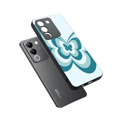 Y2K Green Butterfly sleek vivo y200 5g cover with tempered glass back and TPU edges