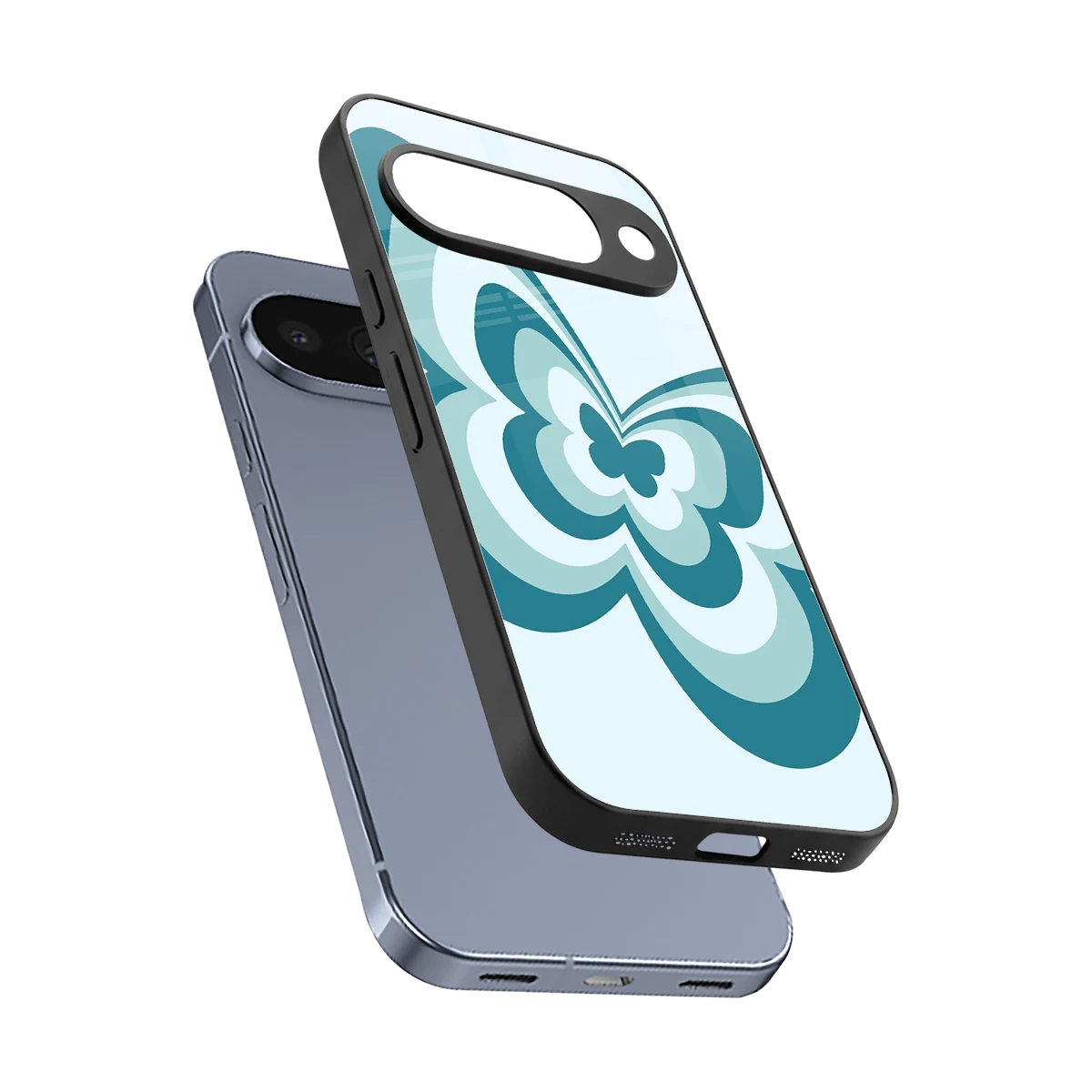 Y2K Green Butterfly sleek google pixel 10 cover with tempered glass back and TPU edges