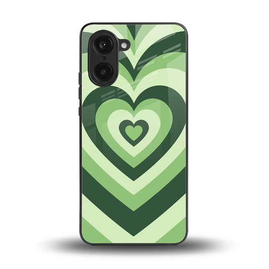 Y2K Green Hearts back phone cover | glass case for oneplus nord ce5 5g