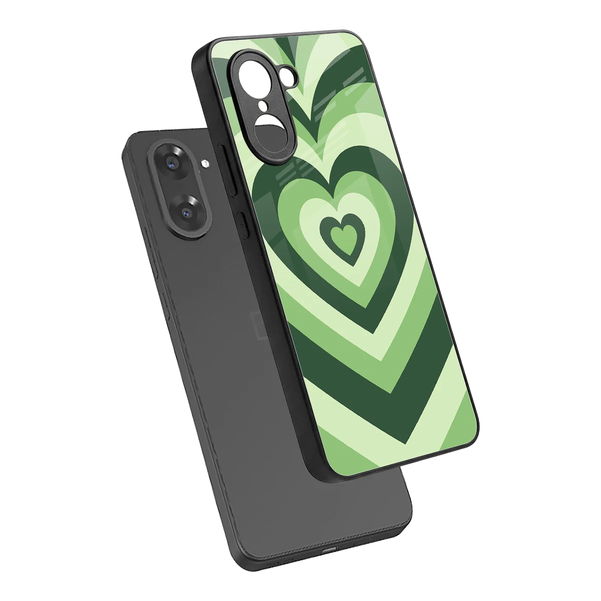 Y2K Green Hearts sleek oneplus nord ce5 5g cover with tempered glass back and TPU edges