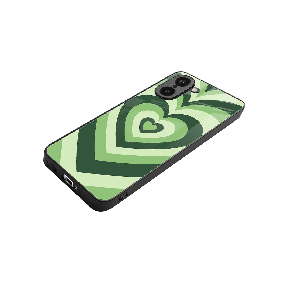 Y2K Green Hearts stylish phone case for oneplus nord ce5 5g | glossy glass and slim fit