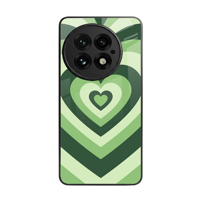 Y2K Green Hearts back phone cover | glass case for oneplus 13