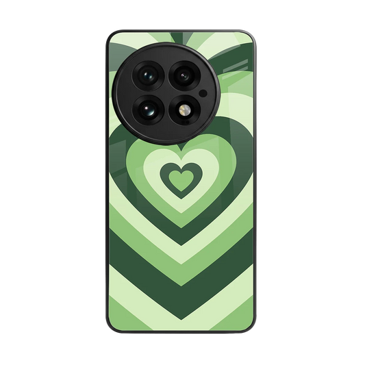 Y2K Green Hearts back phone cover | glass case for oneplus 13
