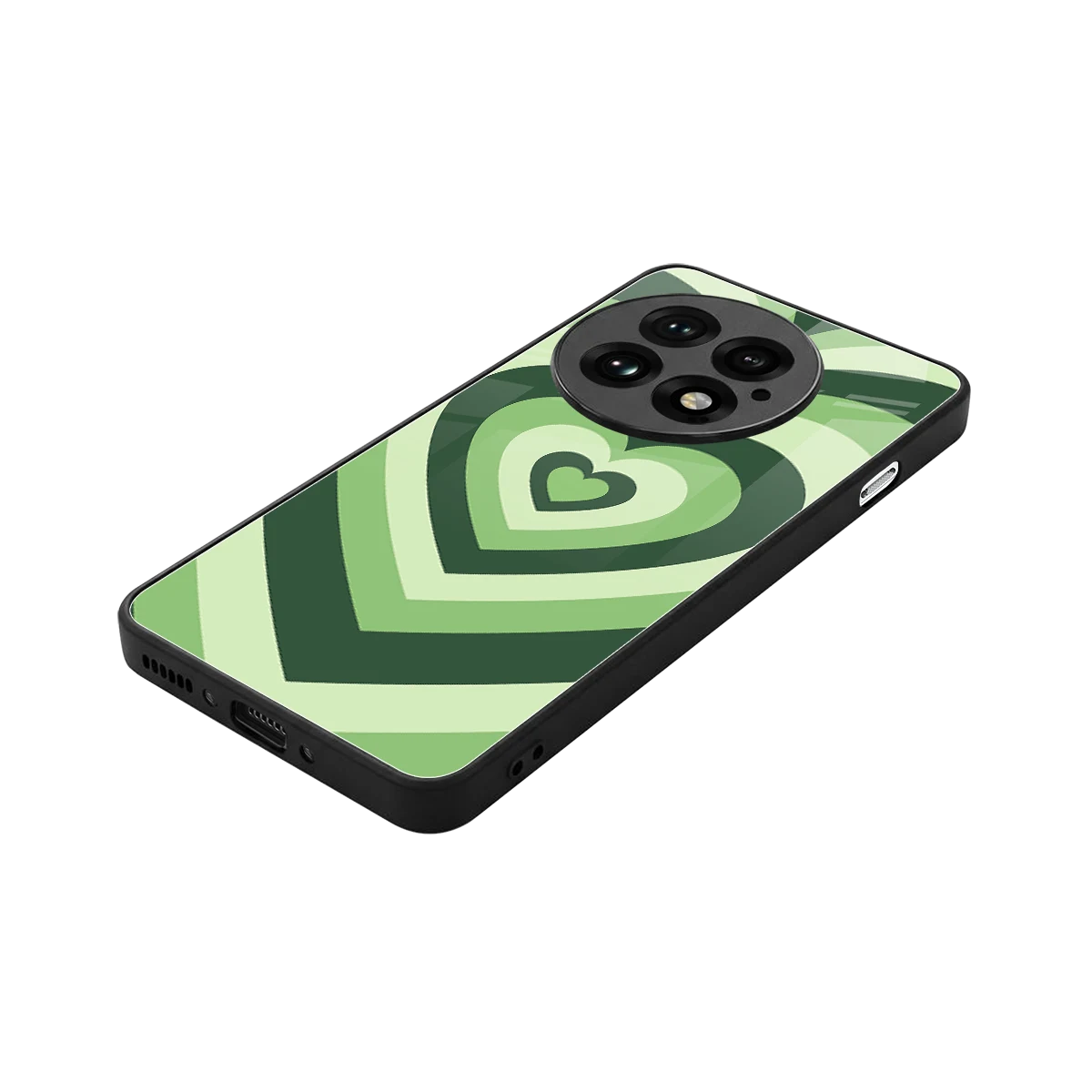 Y2K Green Hearts stylish phone case for oneplus 13 | glossy glass and slim fit