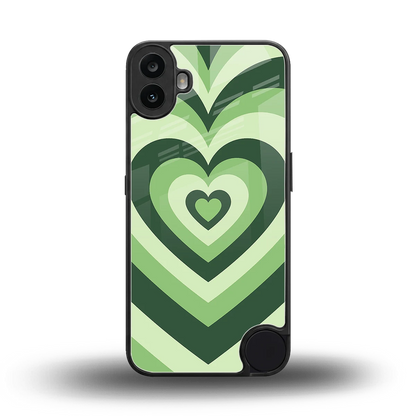 Y2K Green Hearts back phone cover | glass case for cmf nothing phone 1