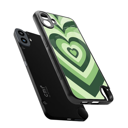 Y2K Green Hearts sleek cmf nothing phone 1 cover with tempered glass back and TPU edges