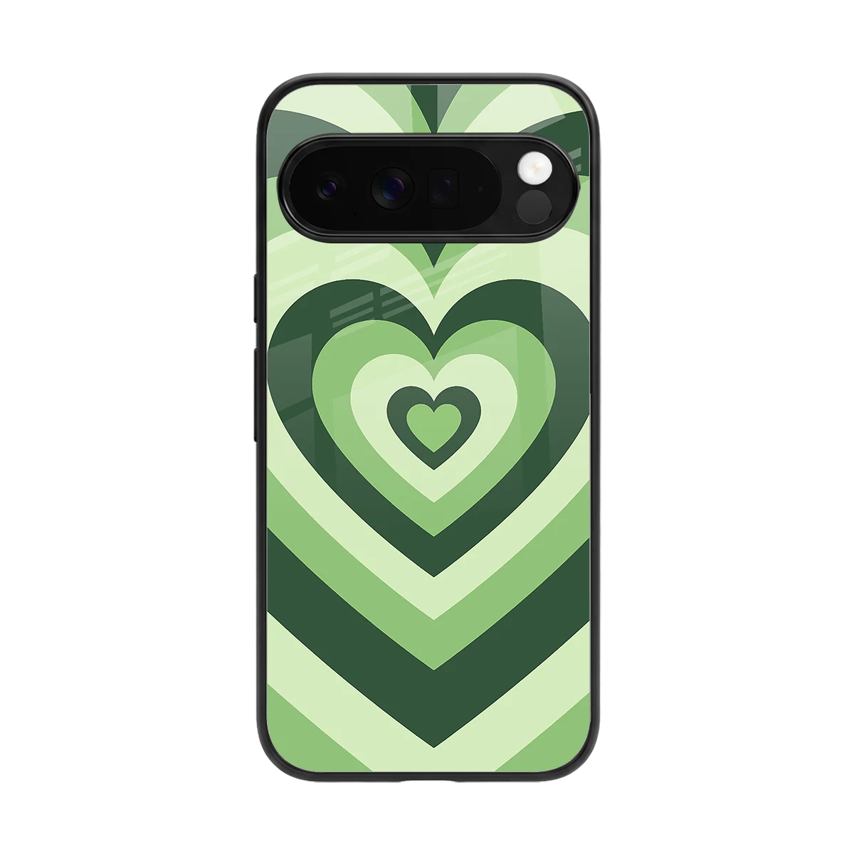 Y2K Green Hearts back phone cover | glass case for google pixel 10 pro xl