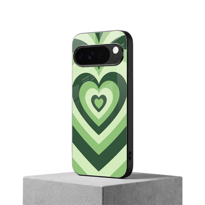 Y2K Green Hearts google pixel 10 pro xl mobile cover | shockproof glass phone case