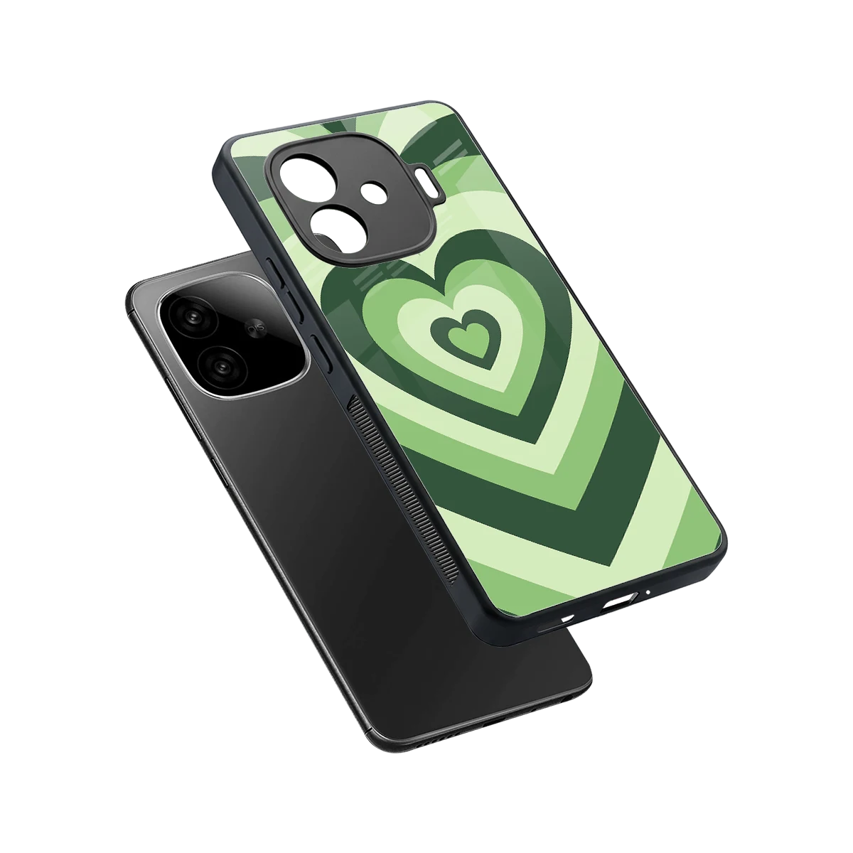 Y2K Green Hearts sleek iqoo neo 10r 5g cover with tempered glass back and TPU edges