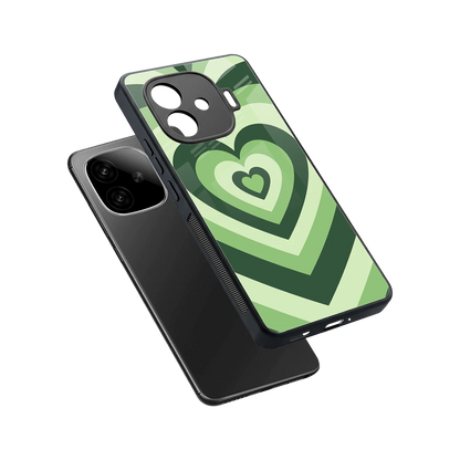 Y2K Green Hearts sleek iqoo neo 10r 5g cover with tempered glass back and TPU edges