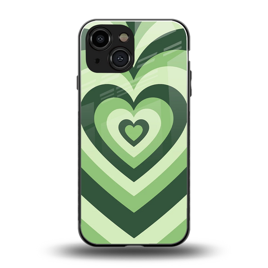 Y2K Green Hearts back phone cover | glass case for iphone 13 mini