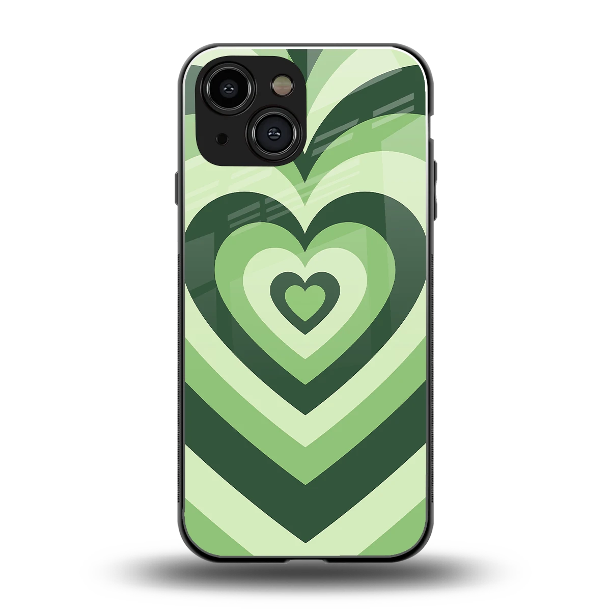 Y2K Green Hearts back phone cover | glass case for iphone 12 mini