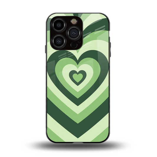 Y2K Green Hearts back phone cover | glass case for iphone 12 pro