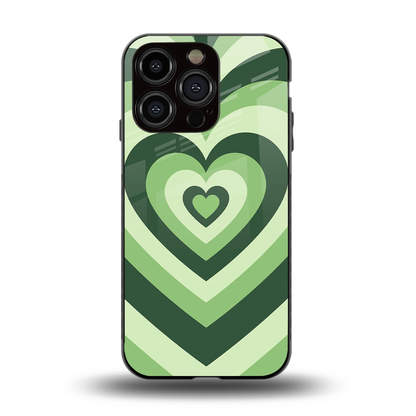 Y2K Green Hearts back phone cover | glass case for iphone 11 pro