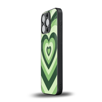 Y2K Green Hearts iphone 12 pro mobile cover | shockproof glass phone case