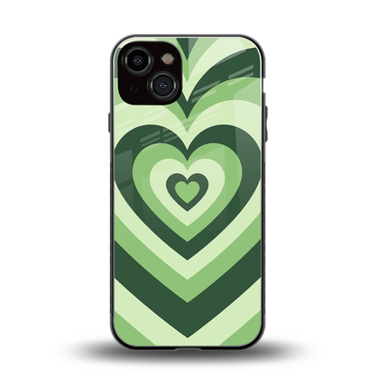 Y2K Green Hearts back phone cover | glass case for iphone 14