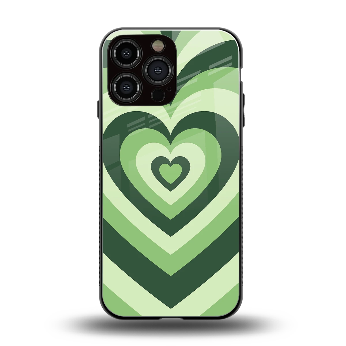 Y2K Green Hearts back phone cover | glass case for iphone 15 pro max