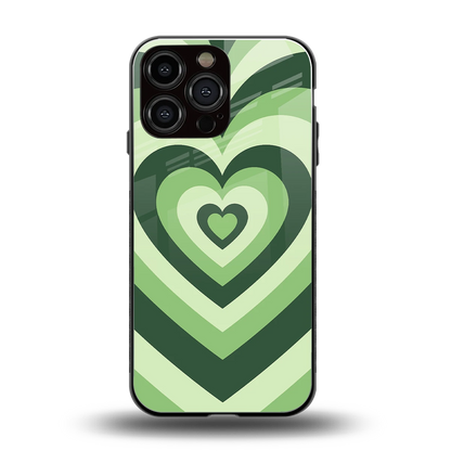 Y2K Green Hearts back phone cover | glass case for iphone 15 pro max