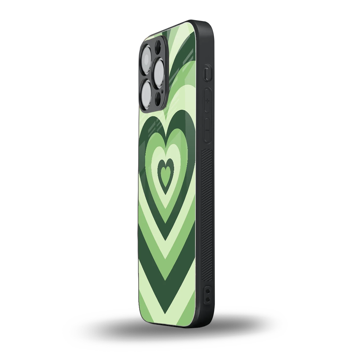 Y2K Green Hearts iphone 15 pro max mobile cover | shockproof glass phone case