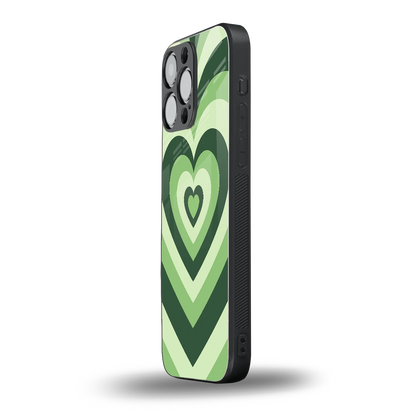 Y2K Green Hearts iphone 15 pro max mobile cover | shockproof glass phone case