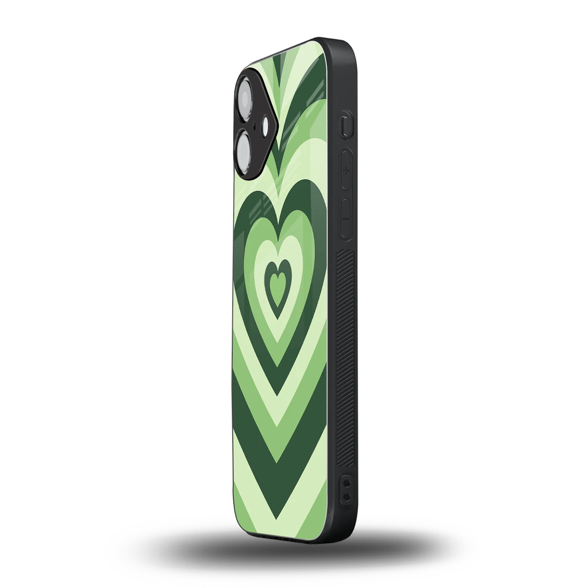 Y2K Green Hearts iphone 16 plus mobile cover | shockproof glass phone case
