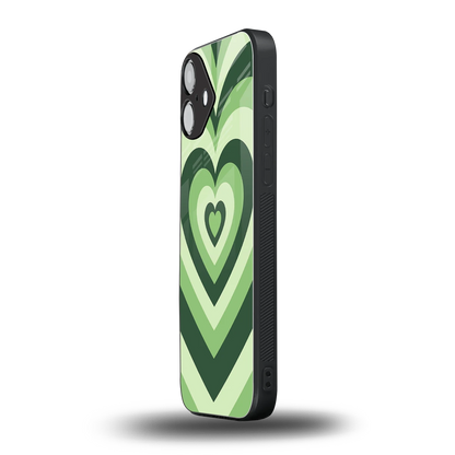 Y2K Green Hearts iphone 16 plus mobile cover | shockproof glass phone case
