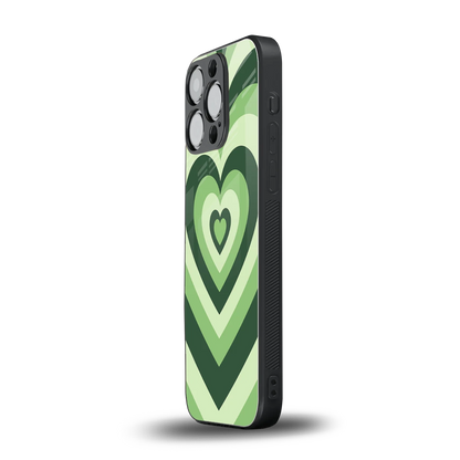 Y2K Green Hearts iphone 16 pro mobile cover | shockproof glass phone case
