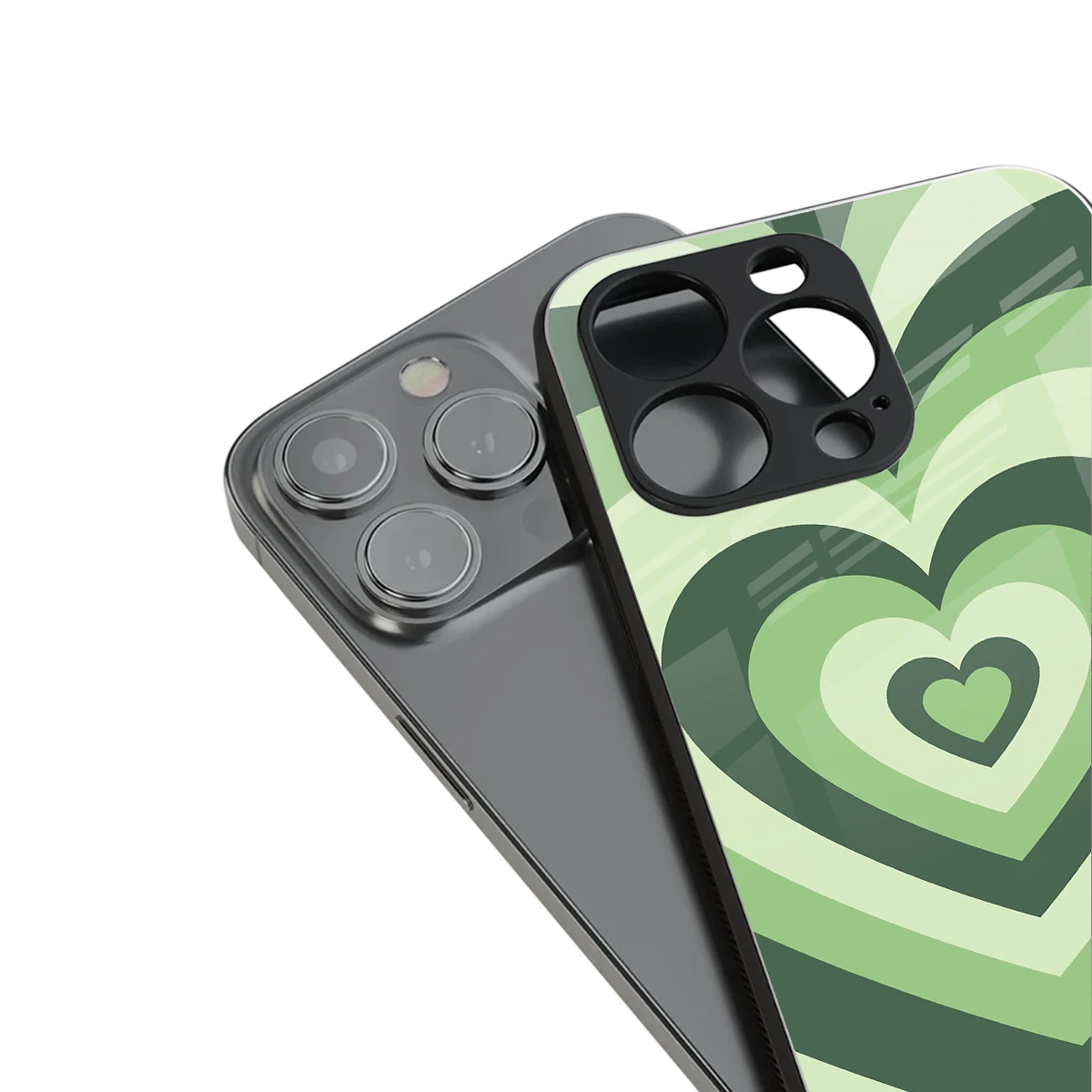 Y2K Green Hearts stylish phone case for iphone 13 pro | glossy glass and slim fit