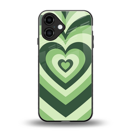 Y2K Green Hearts back phone cover | glass case for iphone 16