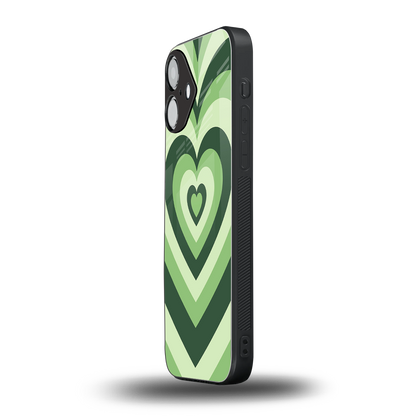 Y2K Green Hearts iPhone 16 mobile cover | shockproof glass phone case