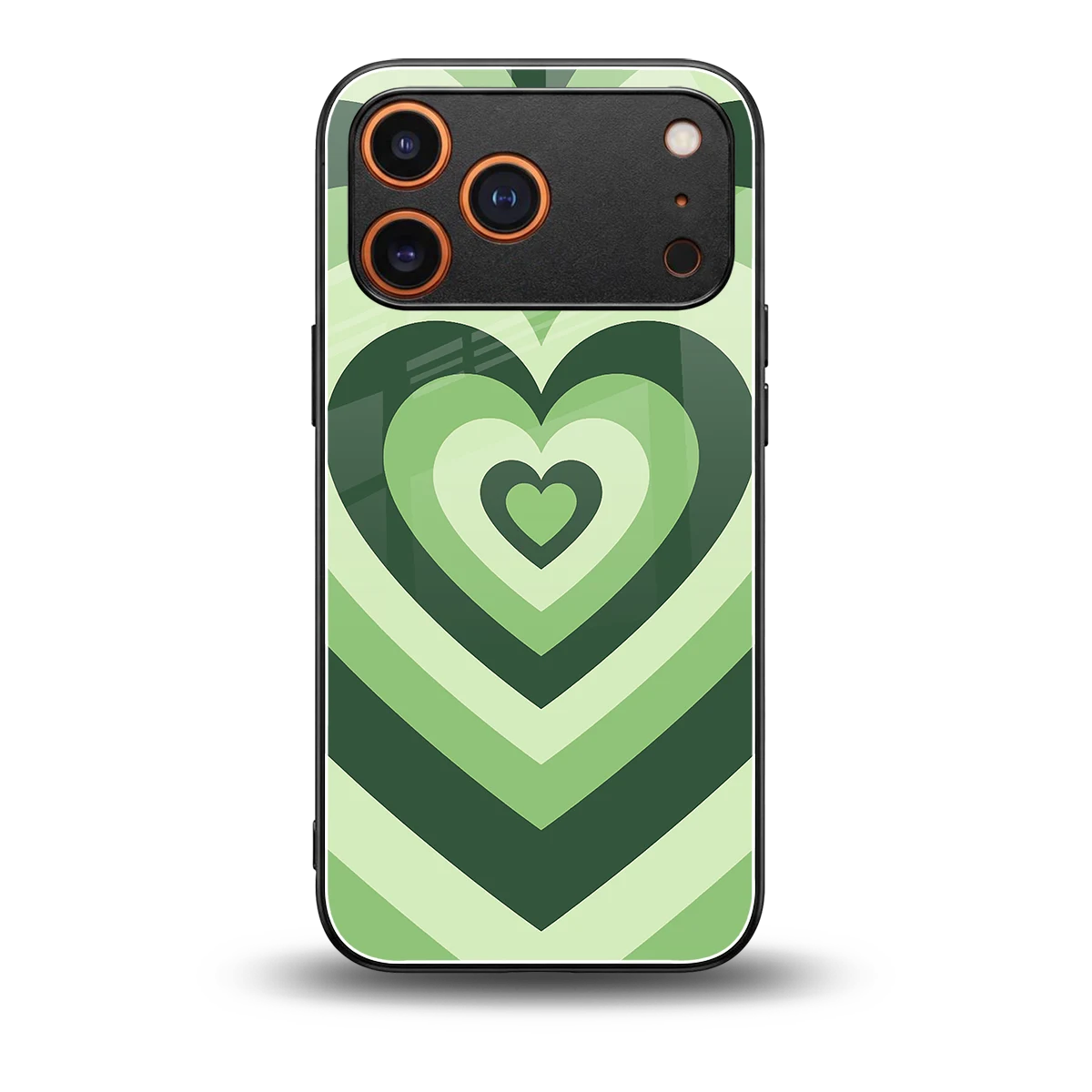 Y2K Green Hearts back phone cover | glass case for iphone 17 pro