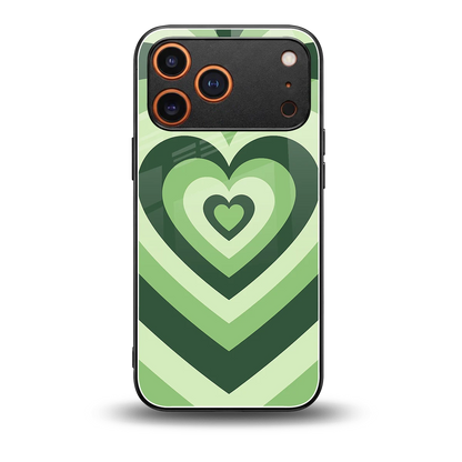 Y2K Green Hearts back phone cover | glass case for iphone 17 pro