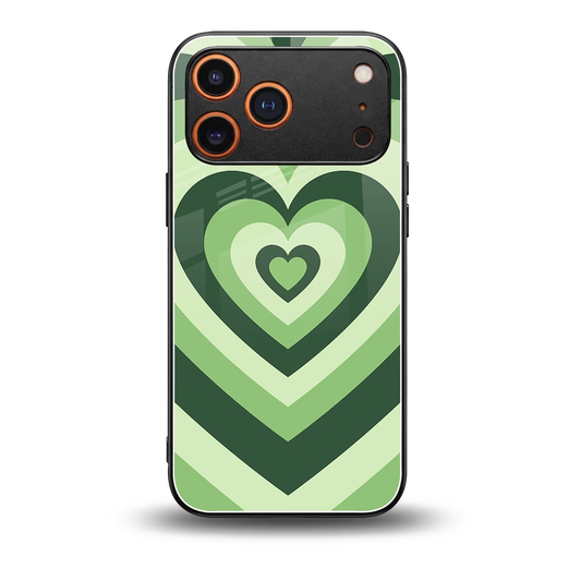 Y2K Green Hearts back phone cover | glass case for iphone 17 pro max