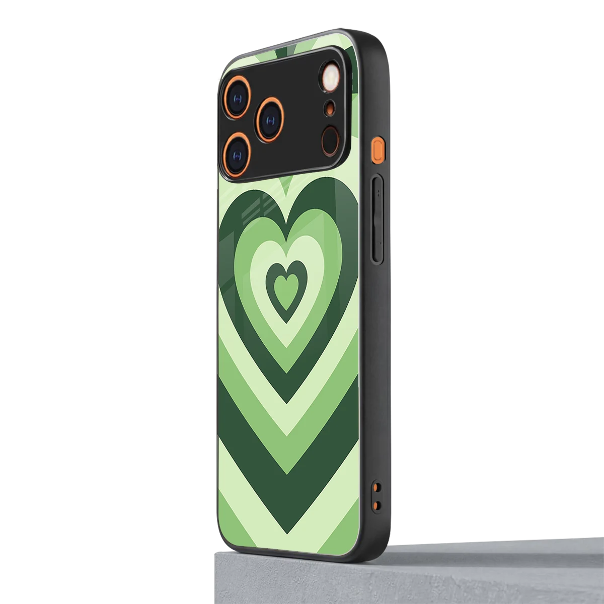 Y2K Green Hearts iphone 17 pro mobile cover | shockproof glass phone case