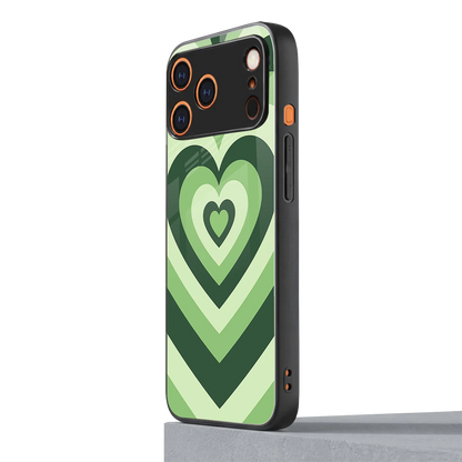 Y2K Green Hearts iphone 17 pro mobile cover | shockproof glass phone case