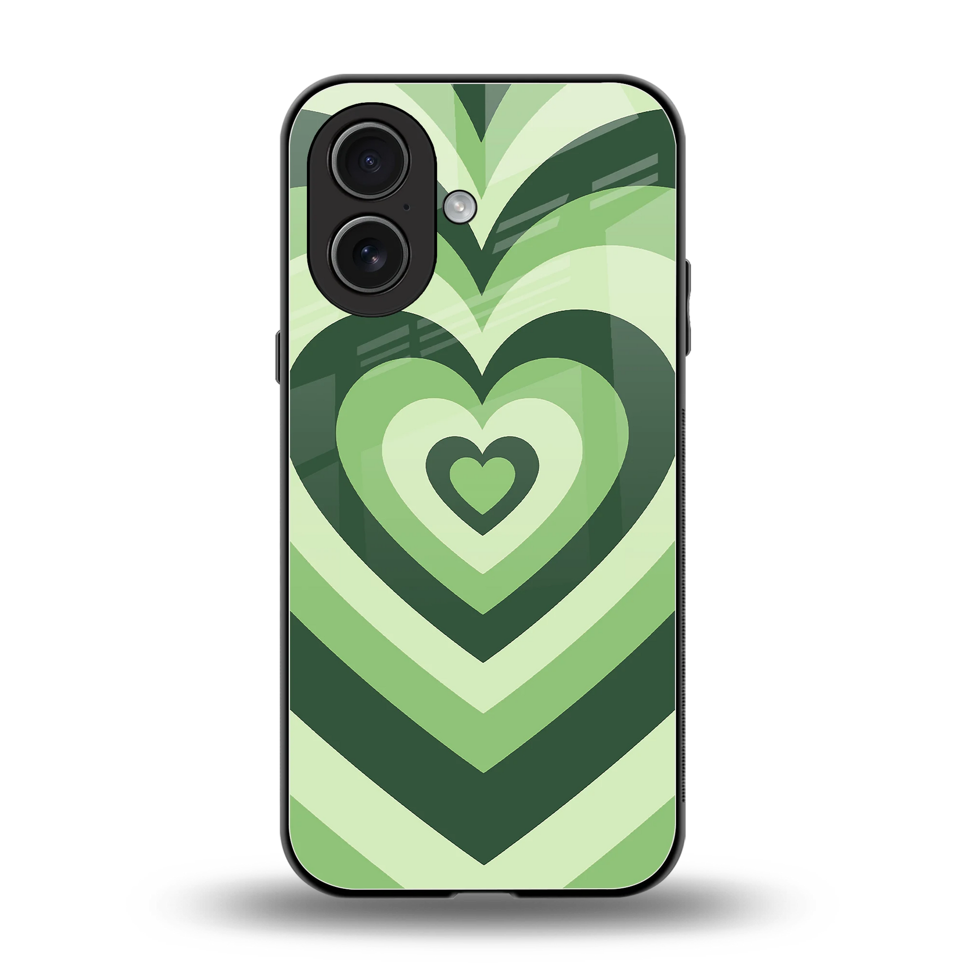 Y2K Green Hearts back phone cover | glass case for iphone 17