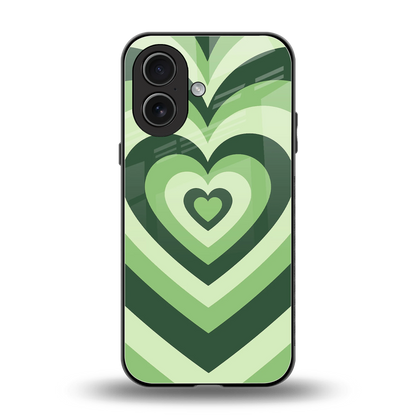 Y2K Green Hearts back phone cover | glass case for iphone 17