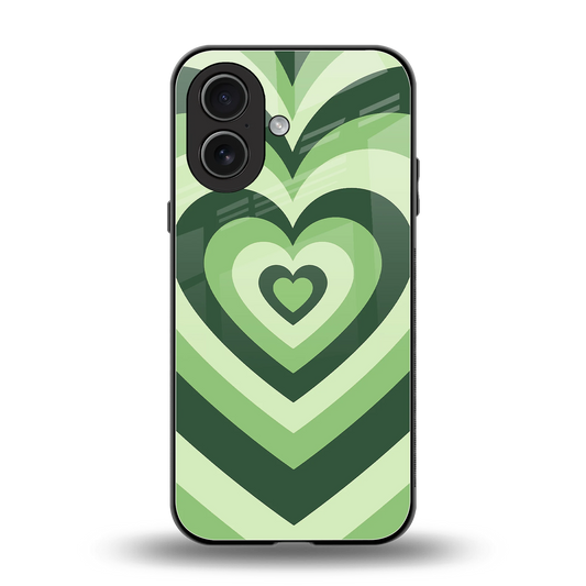 Y2K Green Hearts back phone cover | glass case for iphone 17