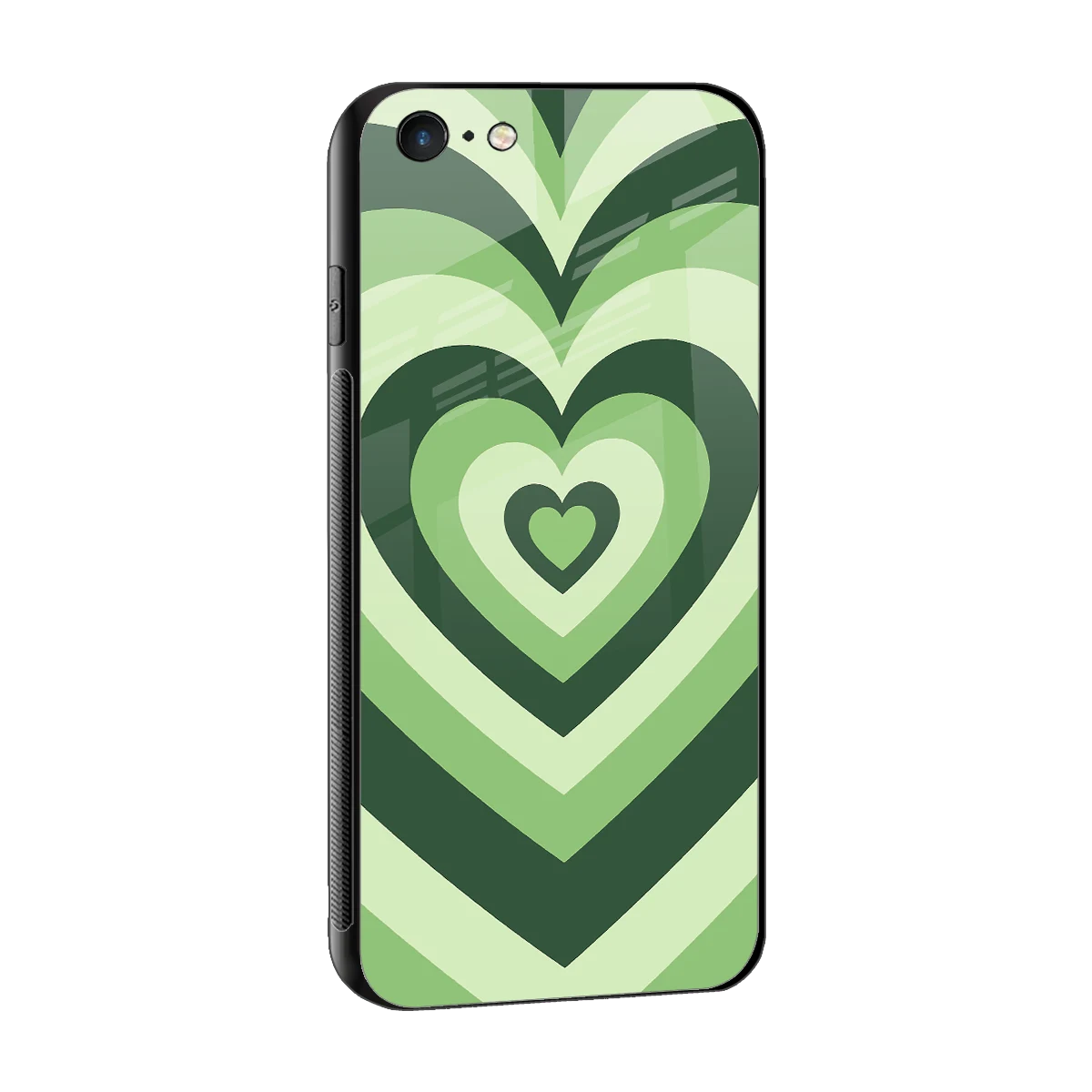 Y2K Green Hearts sleek iphone 6s plus cover with tempered glass back and TPU edges