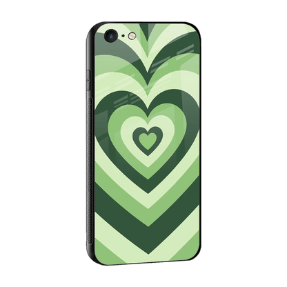 Y2K Green Hearts sleek iphone 6s cover with tempered glass back and TPU edges