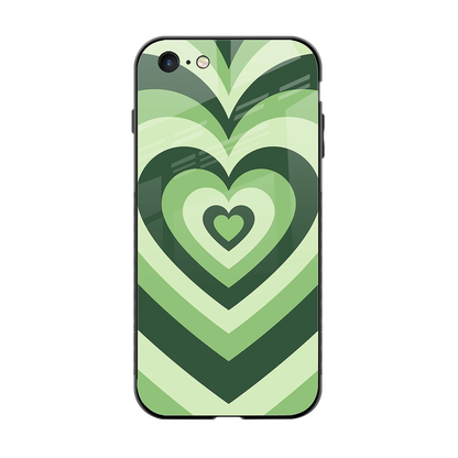 Y2K Green Hearts back phone cover | glass case for iphone 6