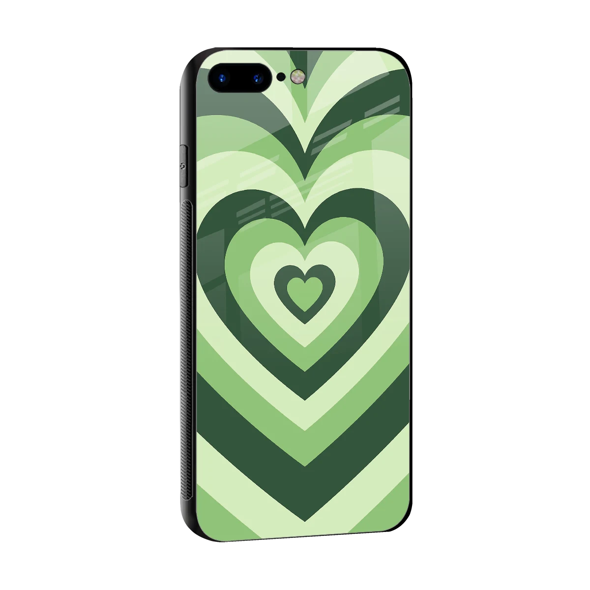 Y2K Green Hearts sleek iphone 7 plus cover with tempered glass back and TPU edges