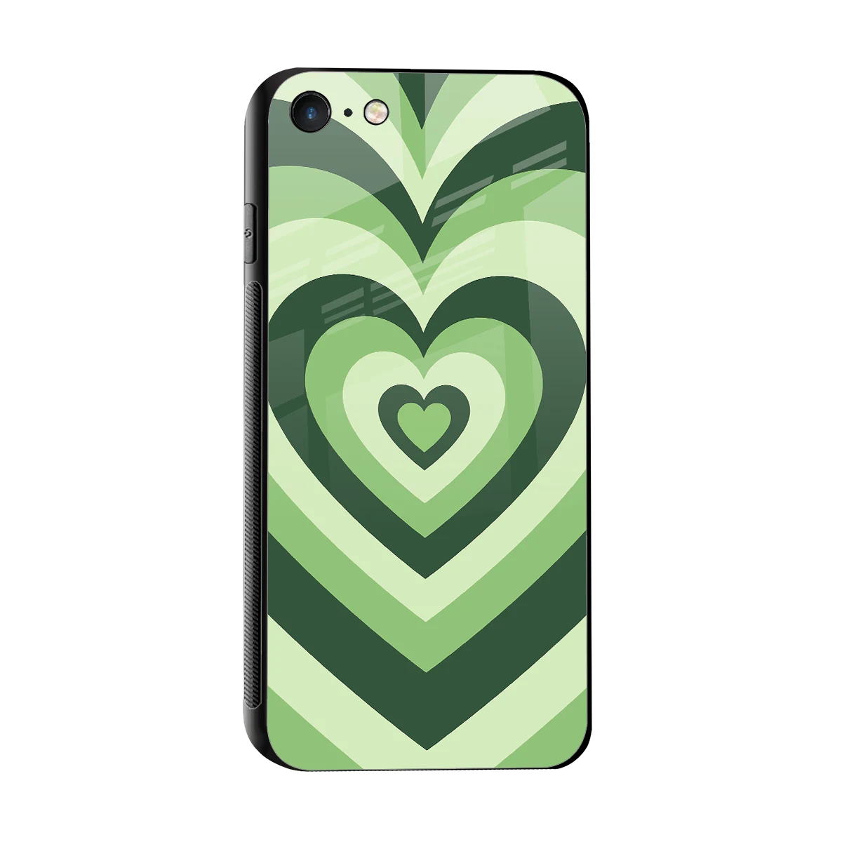 Y2K Green Hearts sleek iphone 7 cover with tempered glass back and TPU edges
