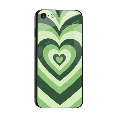 Y2K Green Hearts sleek iphone 7 cover with tempered glass back and TPU edges