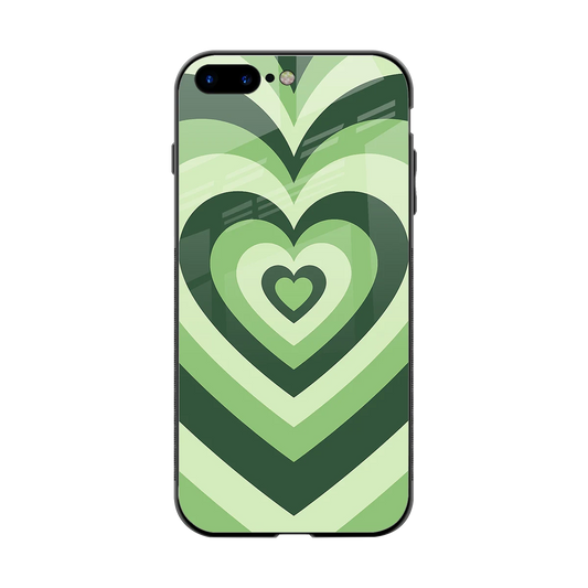 Y2K Green Hearts back phone cover | glass case for iphone 8 plus