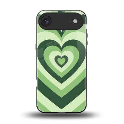 Y2K Green Hearts back phone cover | glass case for iphone air