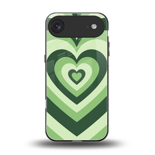 Y2K Green Hearts back phone cover | glass case for iphone air