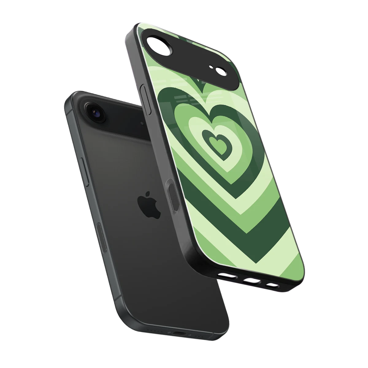 Y2K Green Hearts sleek iphone air cover with tempered glass back and TPU edges