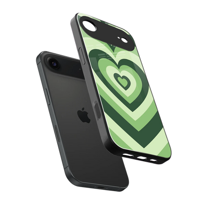 Y2K Green Hearts sleek iphone air cover with tempered glass back and TPU edges